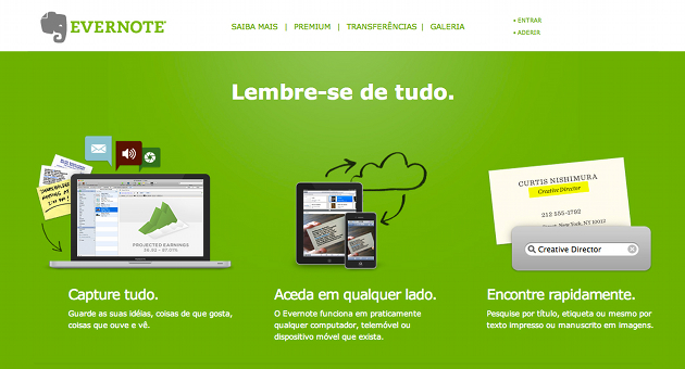 evernote para cartões de visita