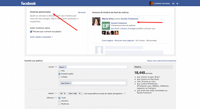 historias patrocinadas no Facebook