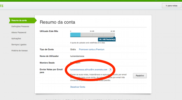 email do Evernote