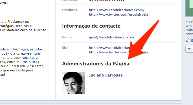 perfil na Fan Page