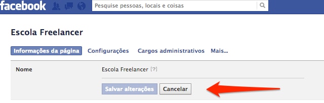 cancelar configuracoes da páginas de Facebook