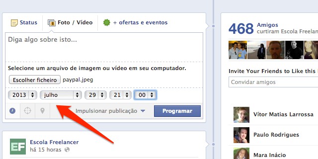 agendar publicacao Facebook