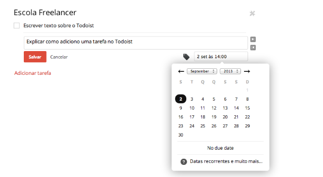 como adicionar dia no Todoist