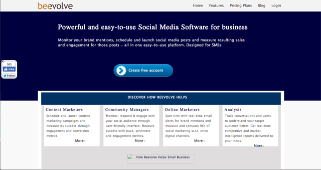 Beevolve para gerenciamento de Midias Sociais