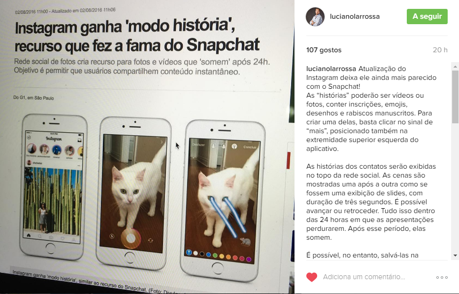 Ideia de post no Instagram