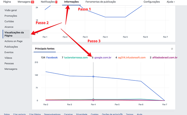 visitas da fan page