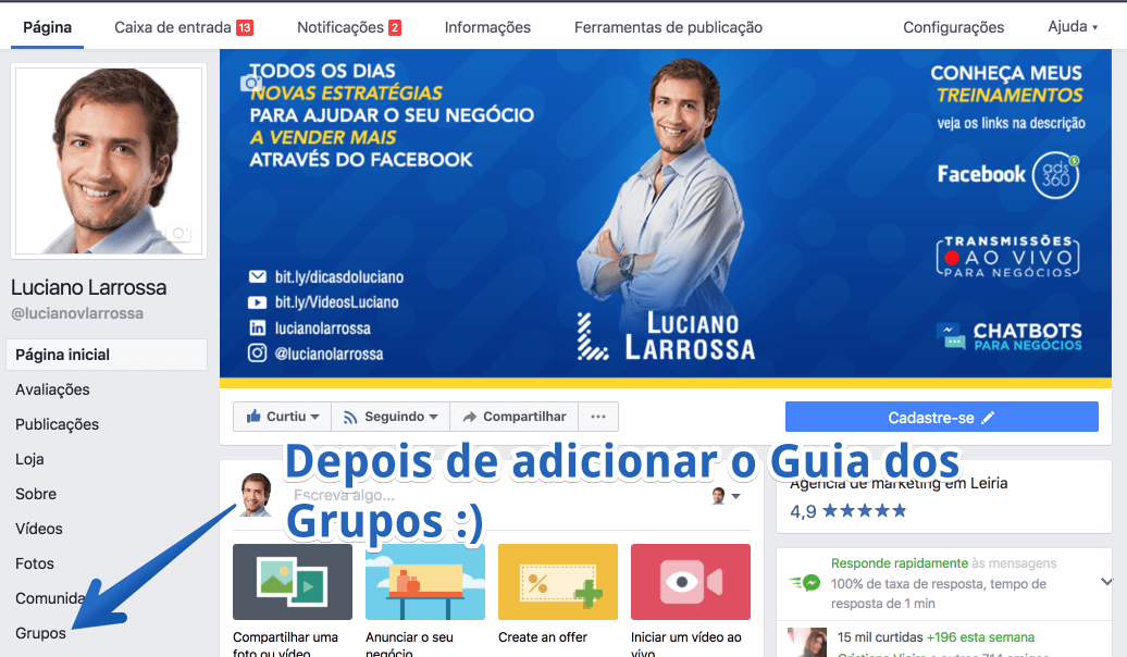 guia dos grupos adicionado facebook