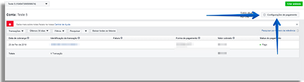 como configurar pagamento no gerenciador
