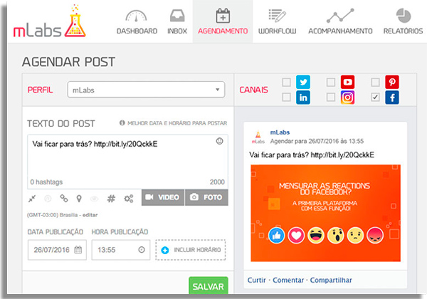 aplicativos para gerenciar midias sociais mlabs