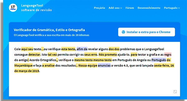o languagetool ajuda a escrever suas pecas com maior qualidade