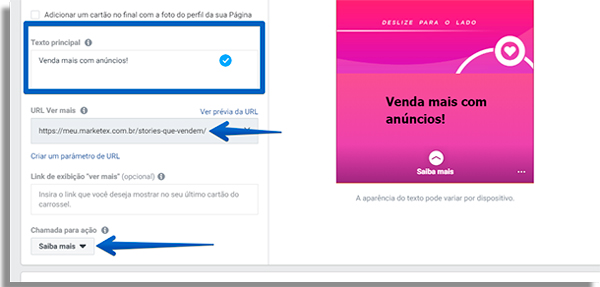 como fazer anuncios carrossel stories detalhes