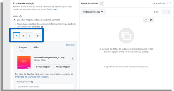 como fazer anuncios carrossel stories mais