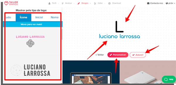 escolha qual logo criada quer usar