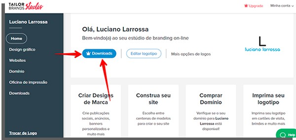 escolha o formato ao terminar de criar logo