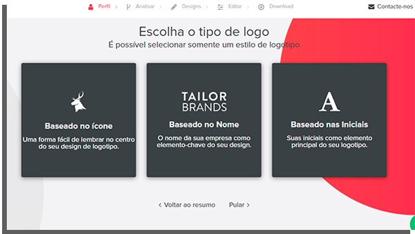 escolha o tipo de logo